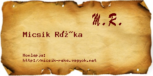 Micsik Réka névjegykártya